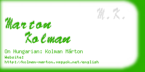 marton kolman business card